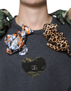 Dolce &amp; Gabbana Gray Camouflage Animal Stuff Cotton T-shirt