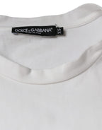 Dolce &amp; Gabbana White Cotton DG Logo Print Casual T-shirt