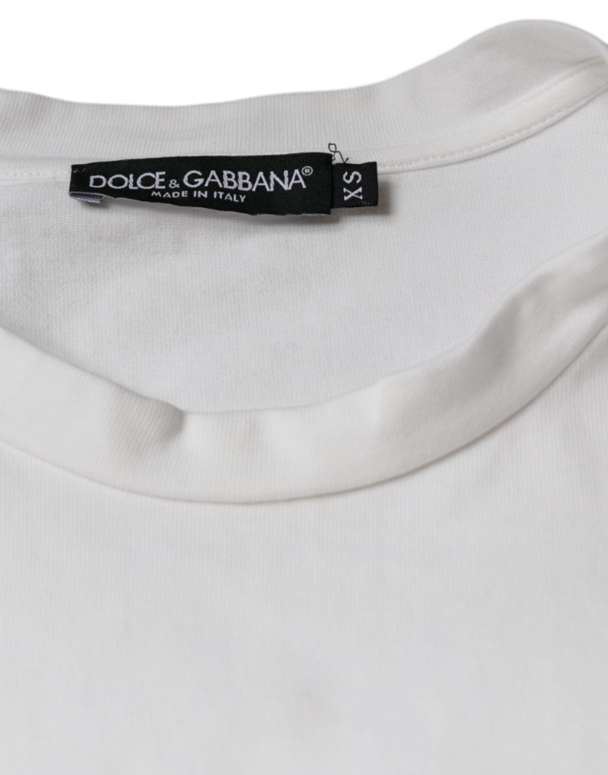 Dolce &amp; Gabbana White Cotton DG Logo Print Casual T-shirt