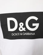Dolce &amp; Gabbana White Cotton DG Logo Print Casual T-shirt