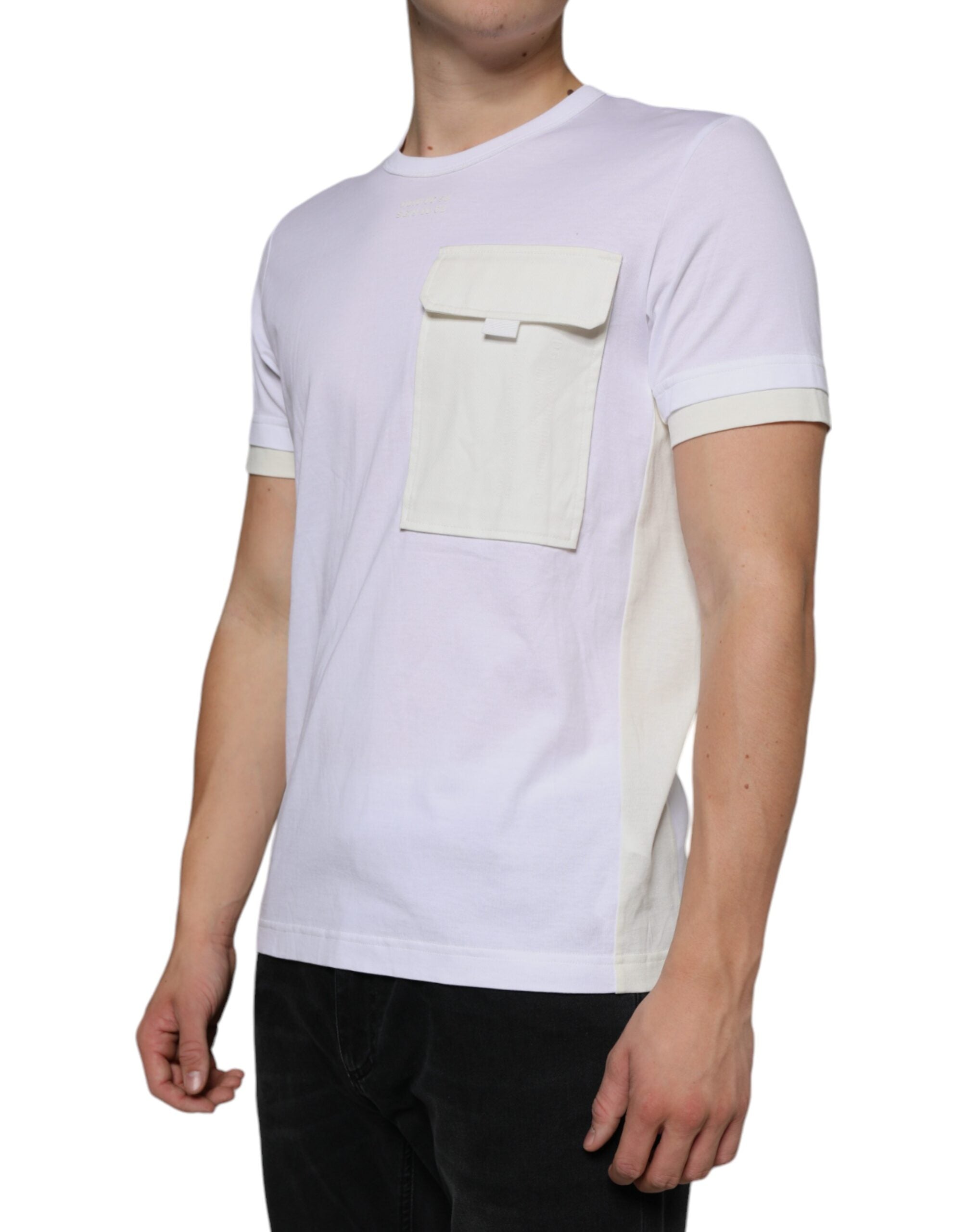 Dolce &amp; Gabbana White Cotton Pocket Short Sleeves T-shirt