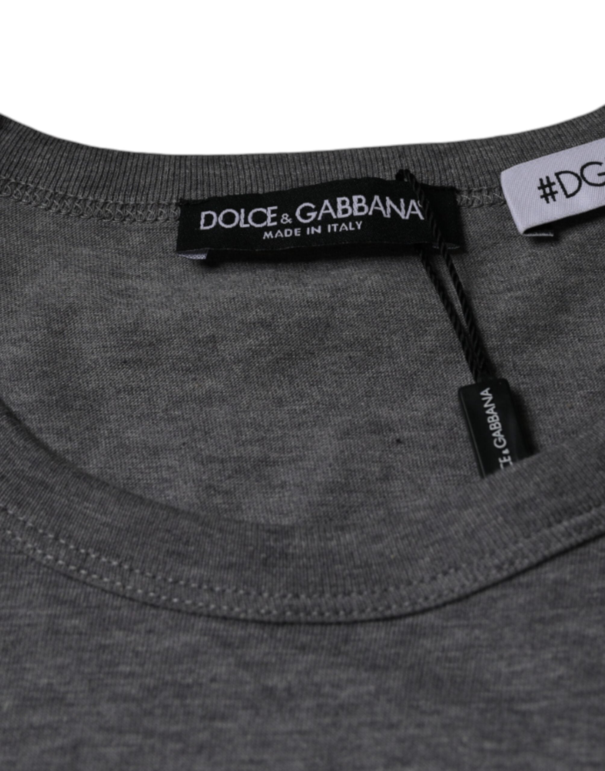 Dolce &amp; Gabbana Gray Cotton #DGFamily Short Sleeves T-shirt