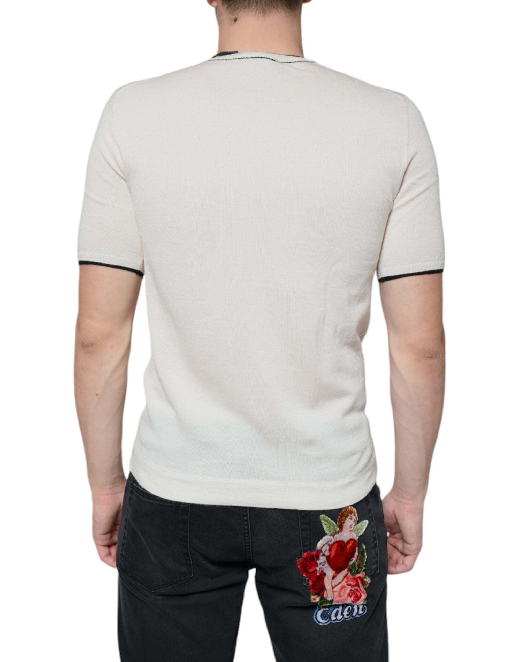 Dolce &amp; Gabbana Off White Cashmere Short Sleeves T-shirt