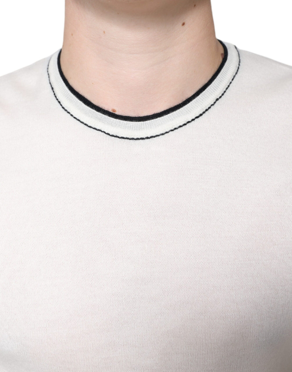 Dolce &amp; Gabbana Off White Cashmere Short Sleeves T-shirt