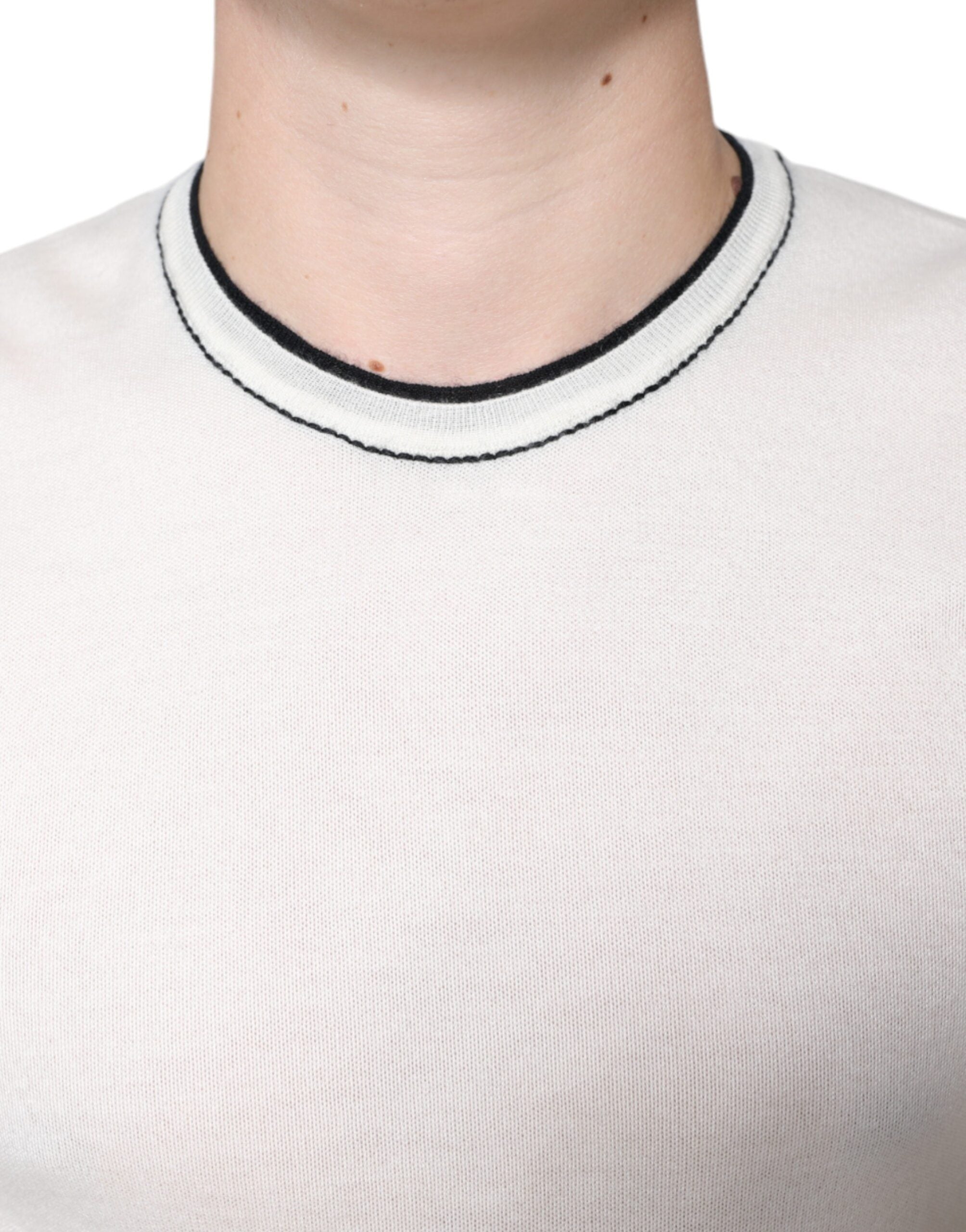Dolce &amp; Gabbana Off White Cashmere Short Sleeves T-shirt