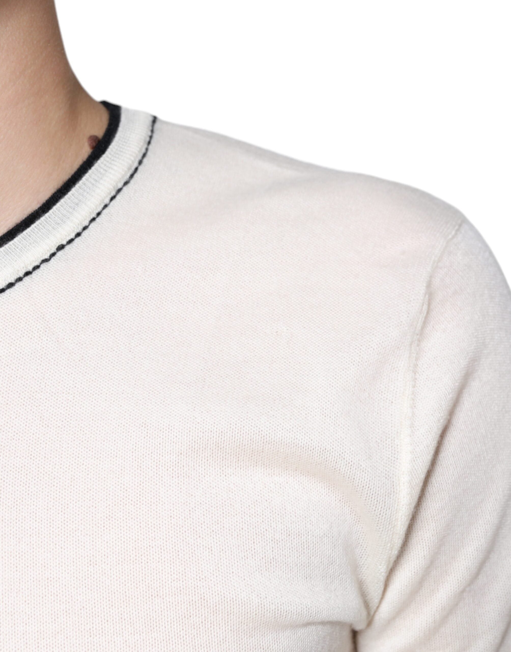 Dolce &amp; Gabbana Off White Cashmere Short Sleeves T-shirt