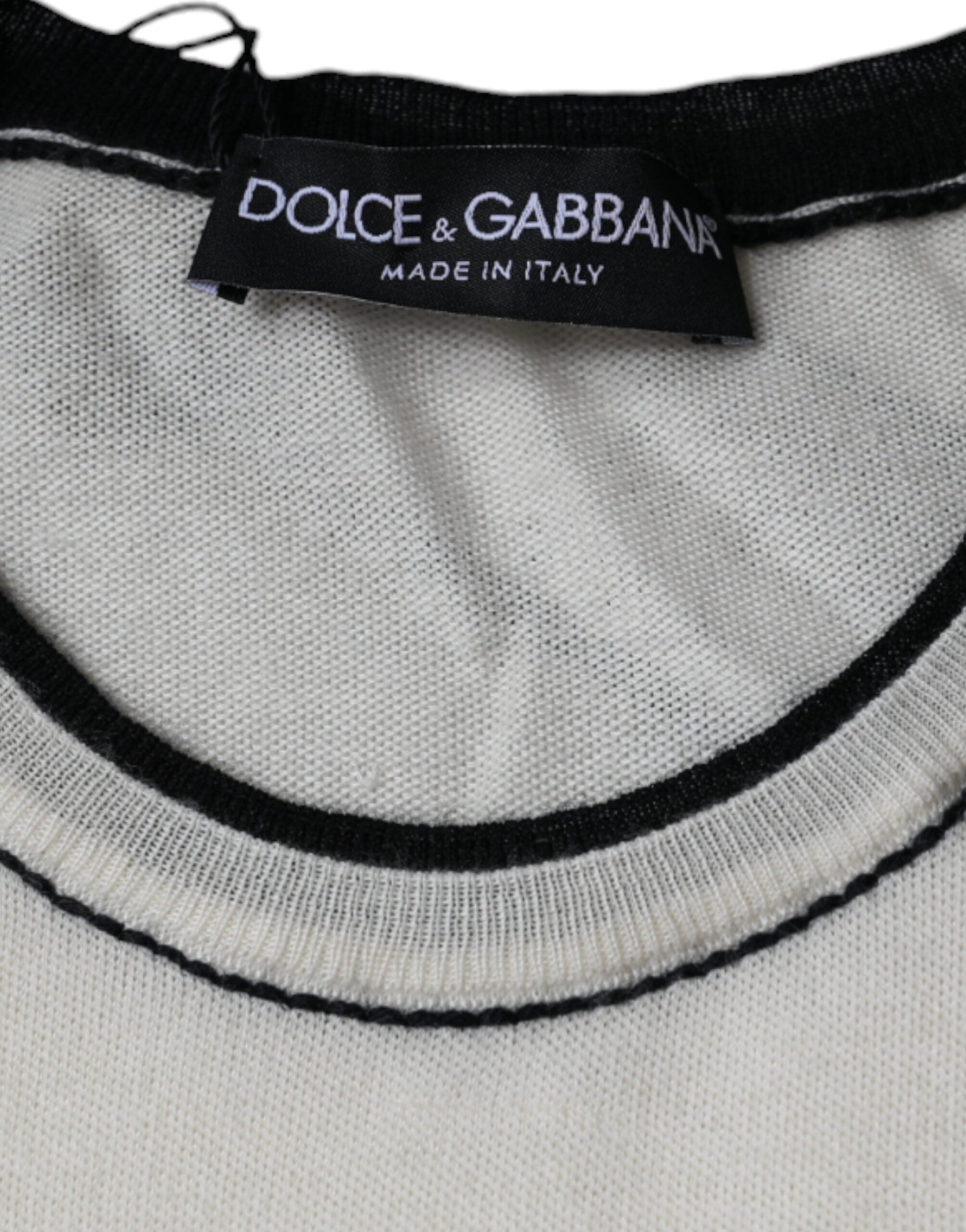 Dolce &amp; Gabbana Off White Cashmere Short Sleeves T-shirt