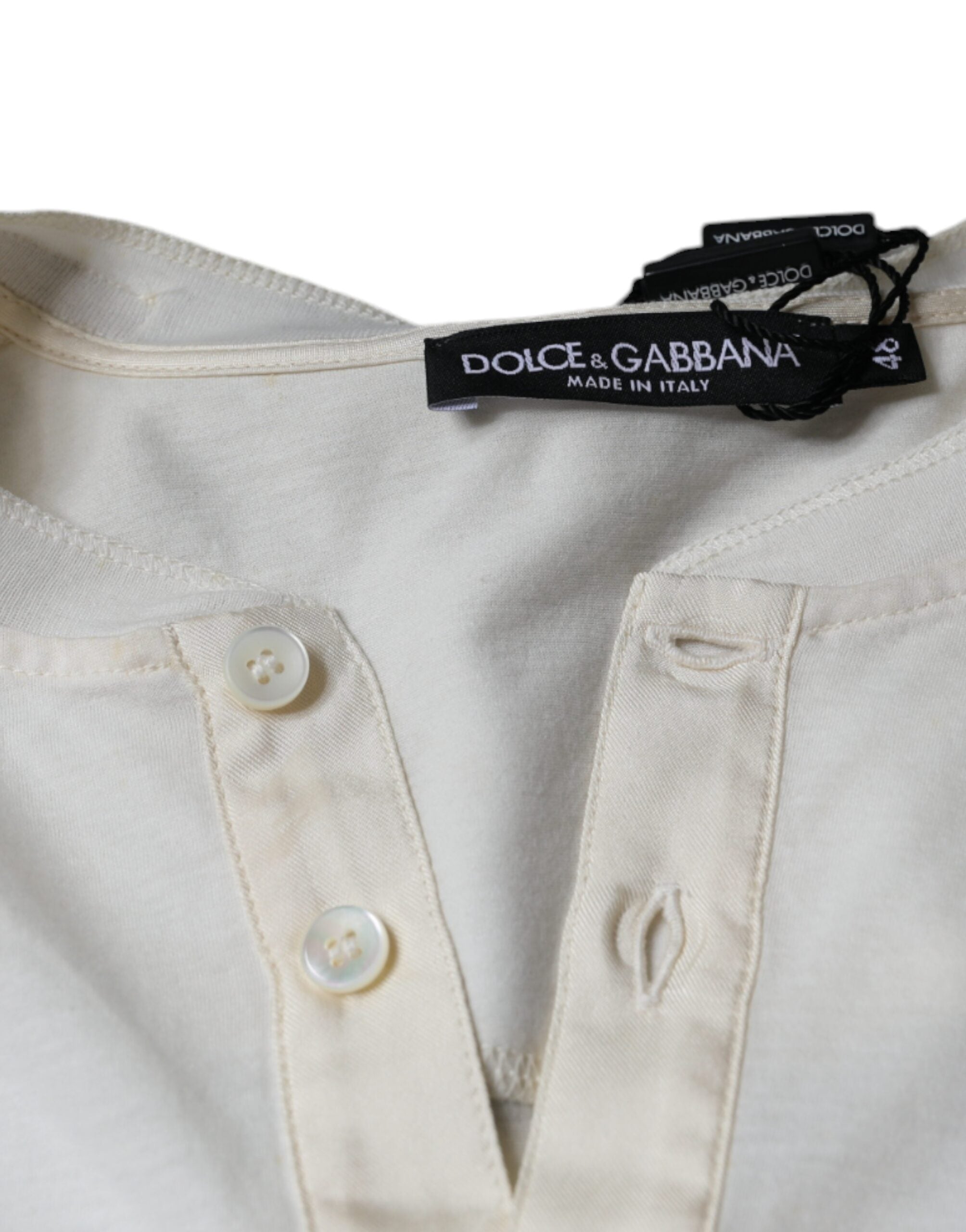 Dolce &amp; Gabbana Off White Cotton Short Sleeves T-shirt