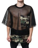 Dolce &amp; Gabbana Black Mesh Camouflage Short Sleeves T-shirt