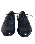 Dolce &amp; Gabbana Navy Blue Leather Derby Dress Formal Shoes