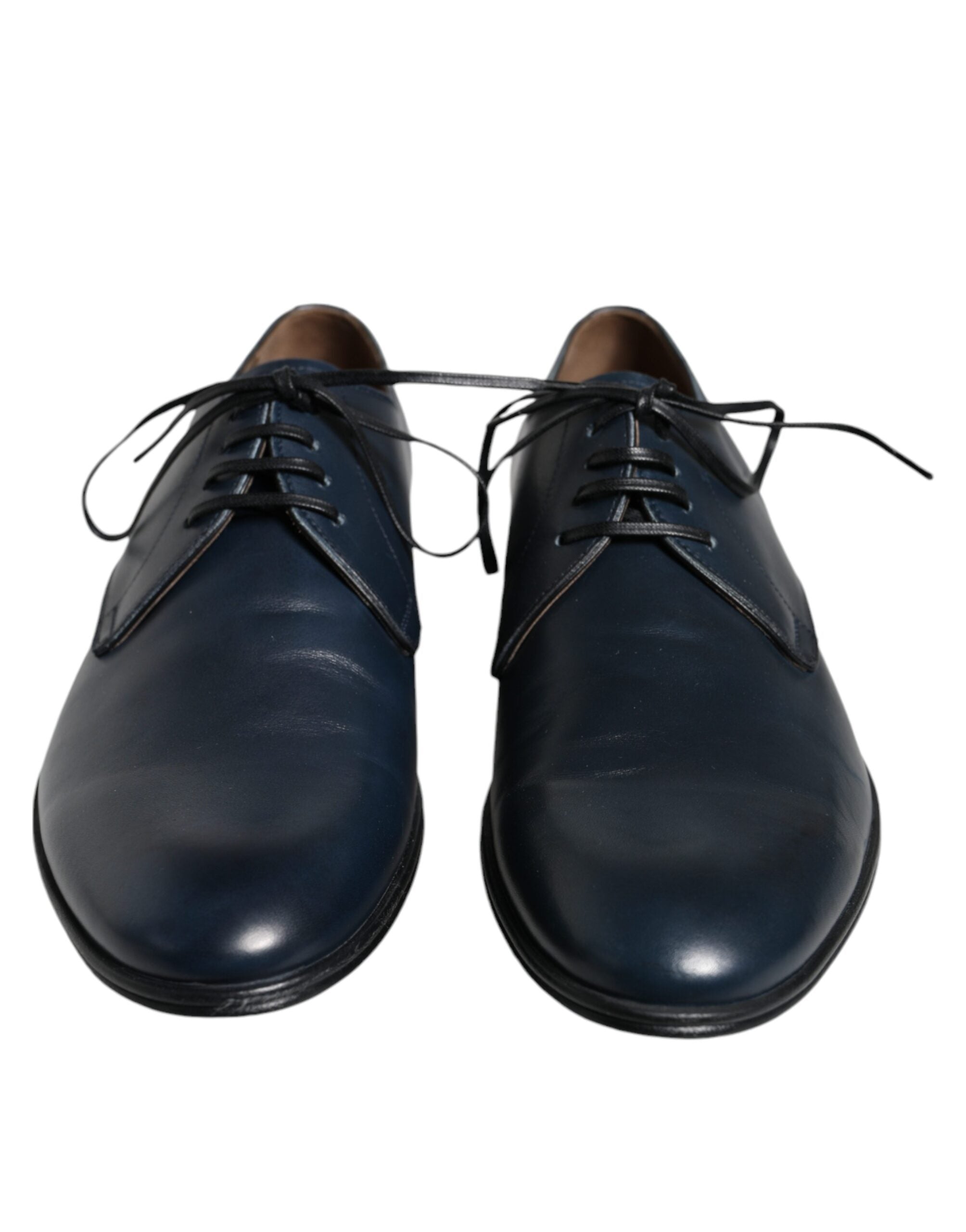 Dolce &amp; Gabbana Navy Blue Leather Derby Dress Formal Shoes