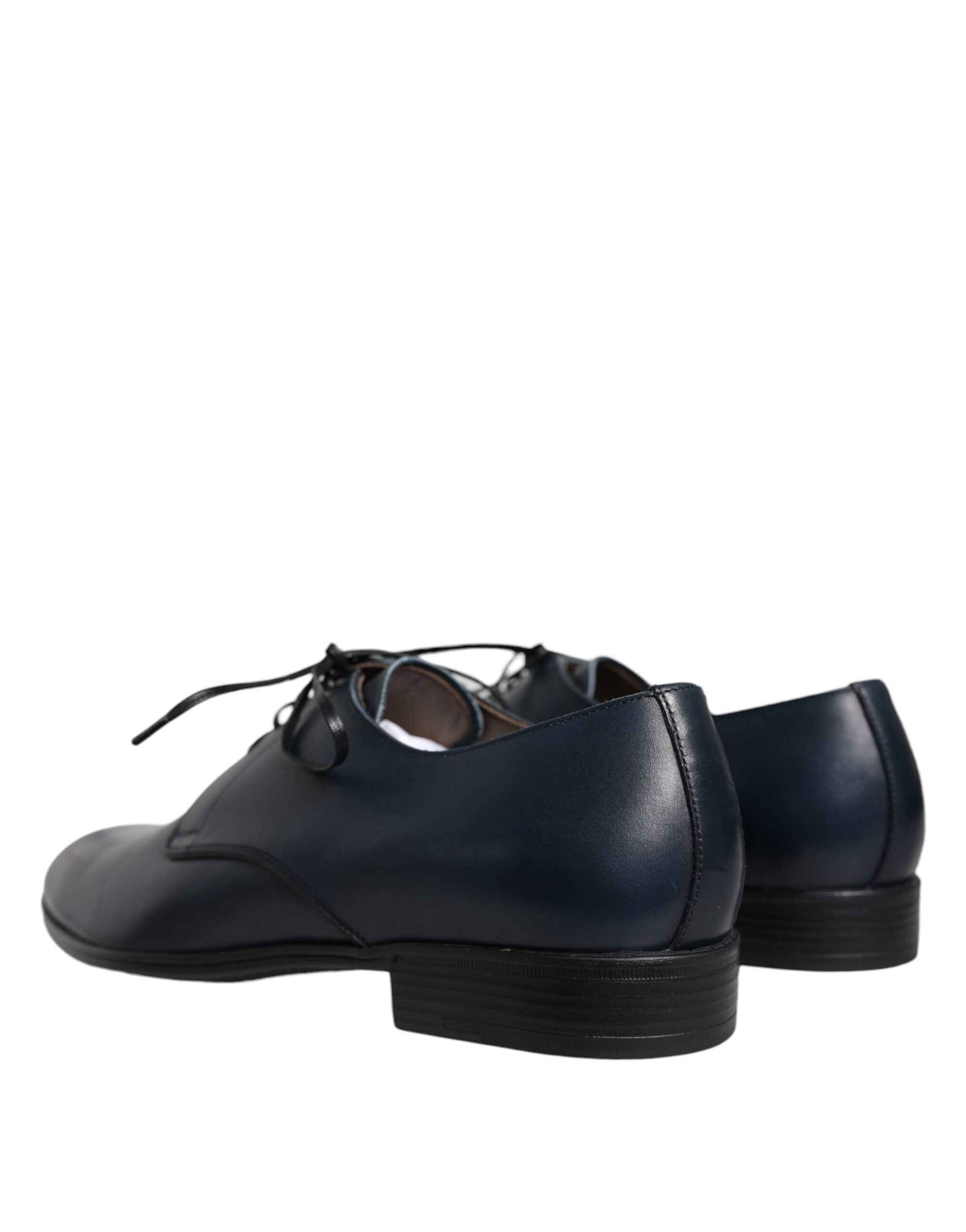 Dolce &amp; Gabbana Navy Blue Leather Derby Dress Formal Shoes