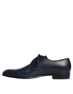 Dolce &amp; Gabbana Navy Blue Leather Derby Dress Formal Shoes