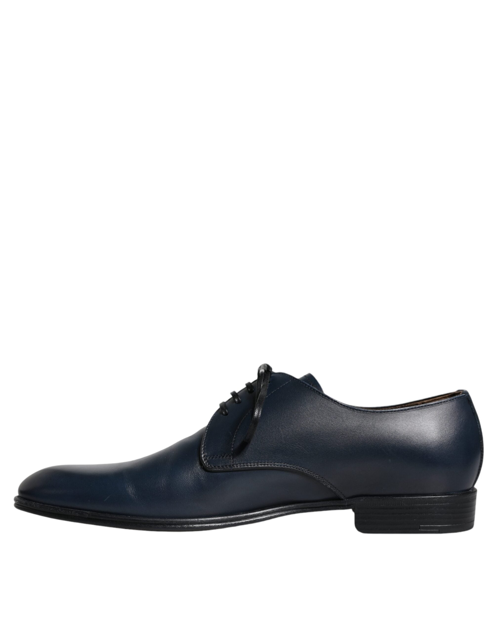 Dolce &amp; Gabbana Navy Blue Leather Derby Dress Formal Shoes