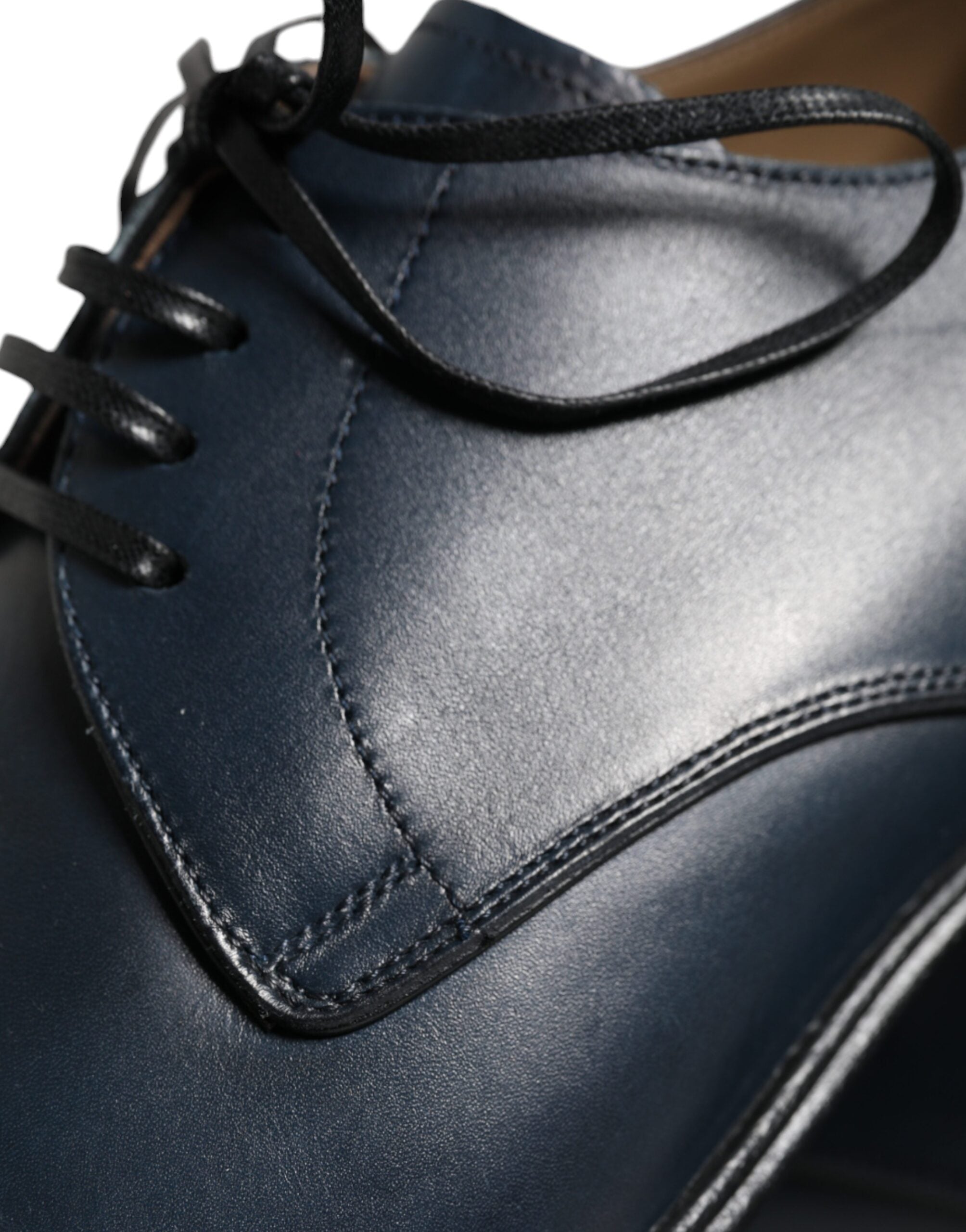 Dolce &amp; Gabbana Navy Blue Leather Derby Dress Formal Shoes