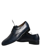 Dolce &amp; Gabbana Navy Blue Leather Derby Dress Formal Shoes