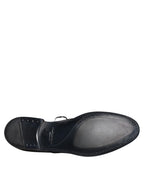 Dolce &amp; Gabbana Navy Blue Leather Derby Dress Formal Shoes