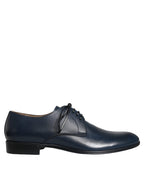 Dolce &amp; Gabbana Navy Blue Leather Derby Dress Formal Shoes