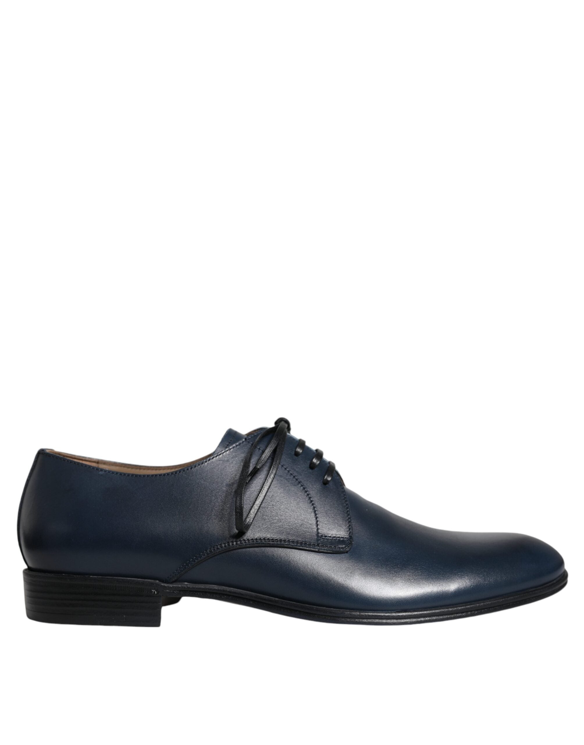 Dolce &amp; Gabbana Navy Blue Leather Derby Dress Formal Shoes