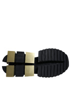 Dolce &amp; Gabbana White Gold Black Leather SUPER KING Sneakers Shoes