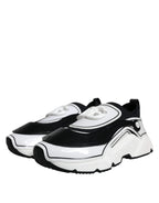 Dolce &amp; Gabbana White Black Logo Plaque Daymaster Sneakers Shoes