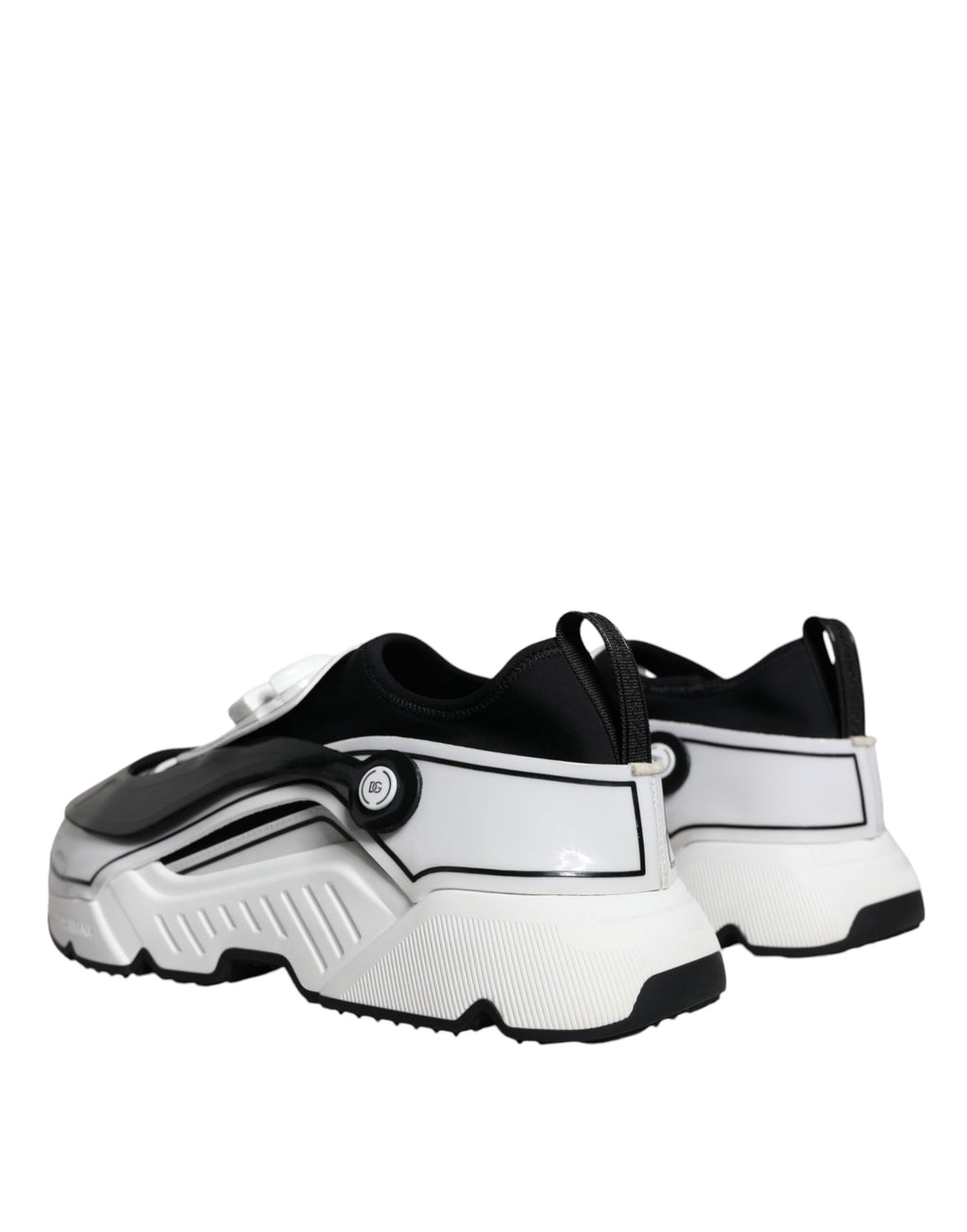 Dolce &amp; Gabbana White Black Logo Plaque Daymaster Sneakers Shoes