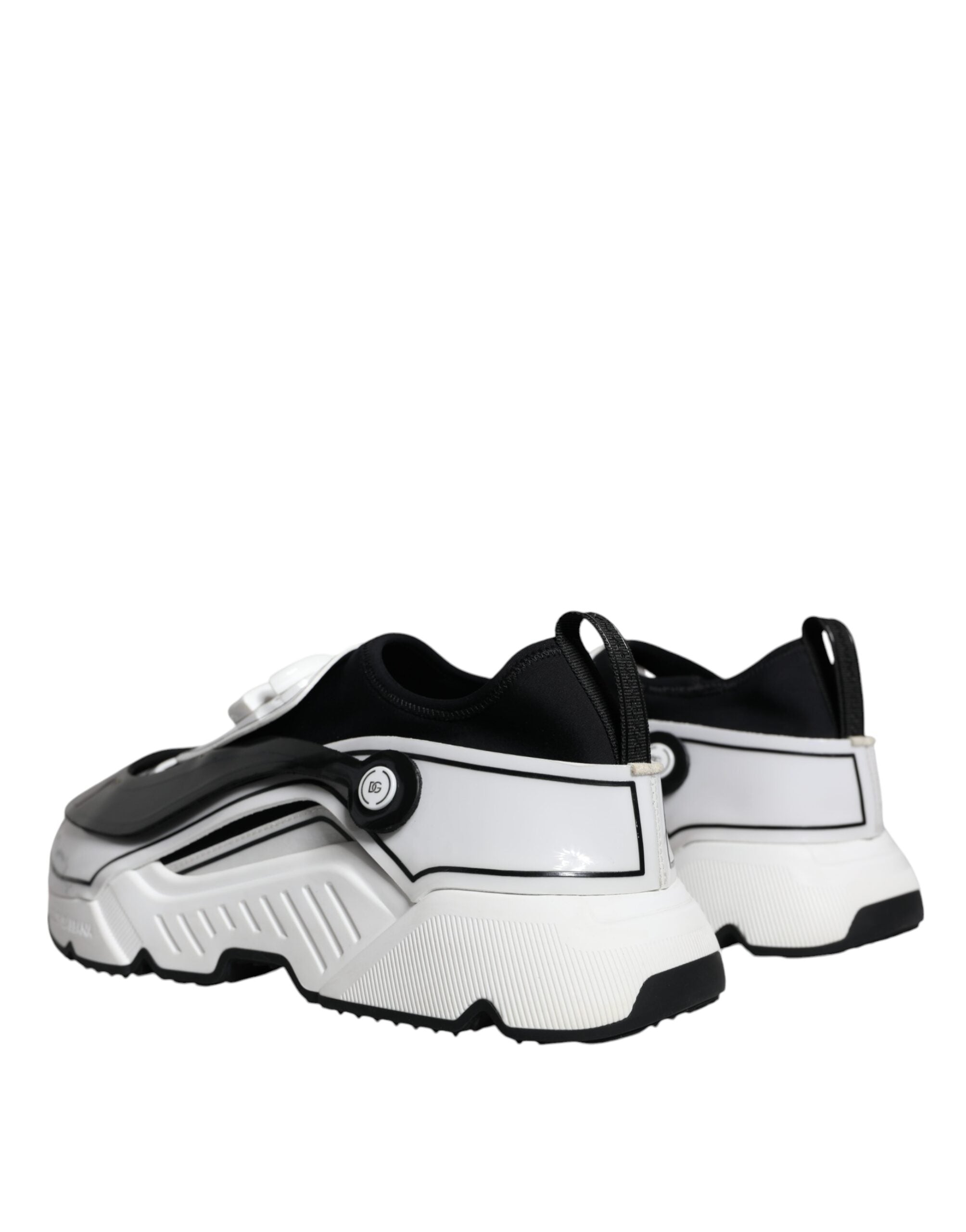 Dolce &amp; Gabbana White Black Logo Plaque Daymaster Sneakers Shoes