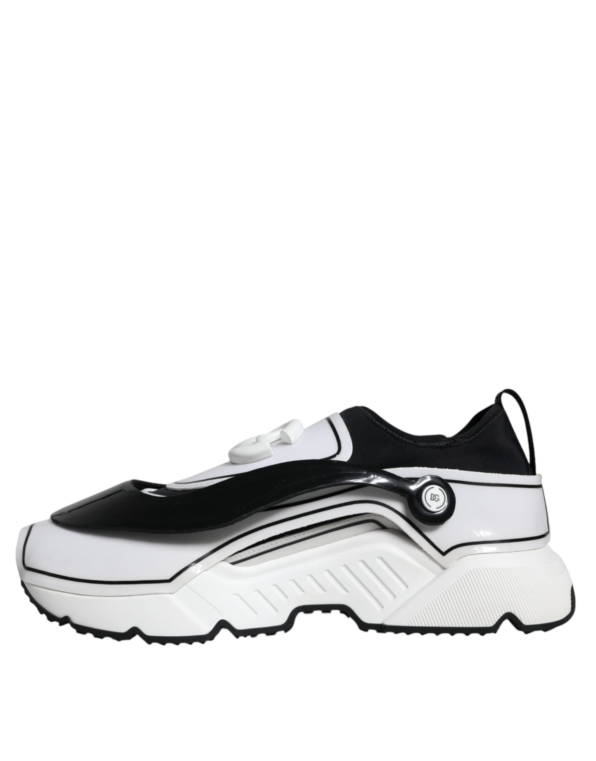 Dolce &amp; Gabbana White Black Logo Plaque Daymaster Sneakers Shoes