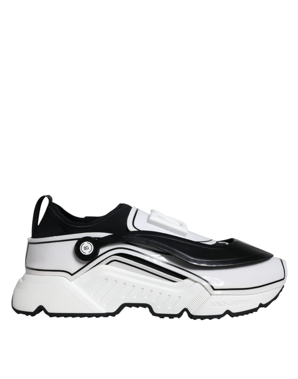 Dolce &amp; Gabbana White Black Logo Plaque Daymaster Sneakers Shoes