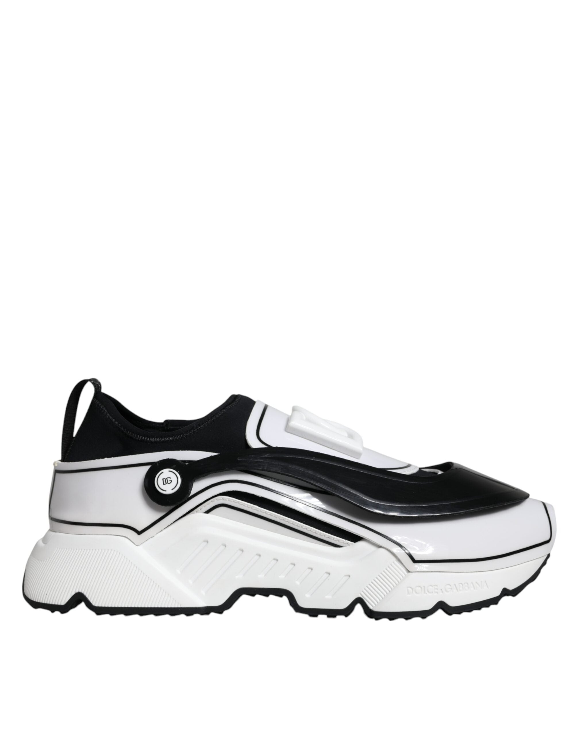 Dolce &amp; Gabbana White Black Logo Plaque Daymaster Sneakers Shoes