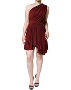 Dolce &amp; Gabbana Red One Shoulder Pleated A-line Mini Dress
