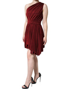 Dolce &amp; Gabbana Red One Shoulder Pleated A-line Mini Dress
