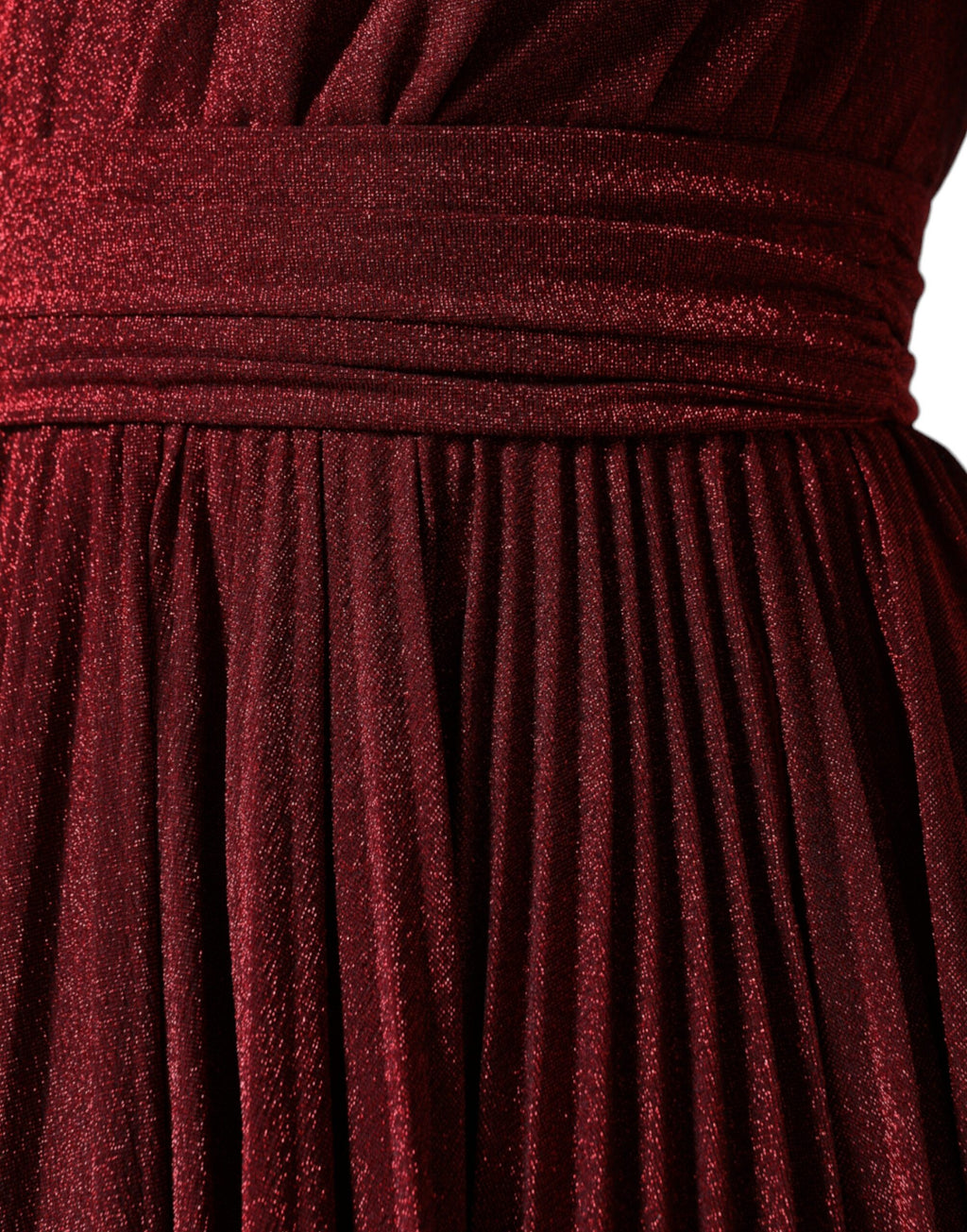 Dolce &amp; Gabbana Red One Shoulder Pleated A-line Mini Dress