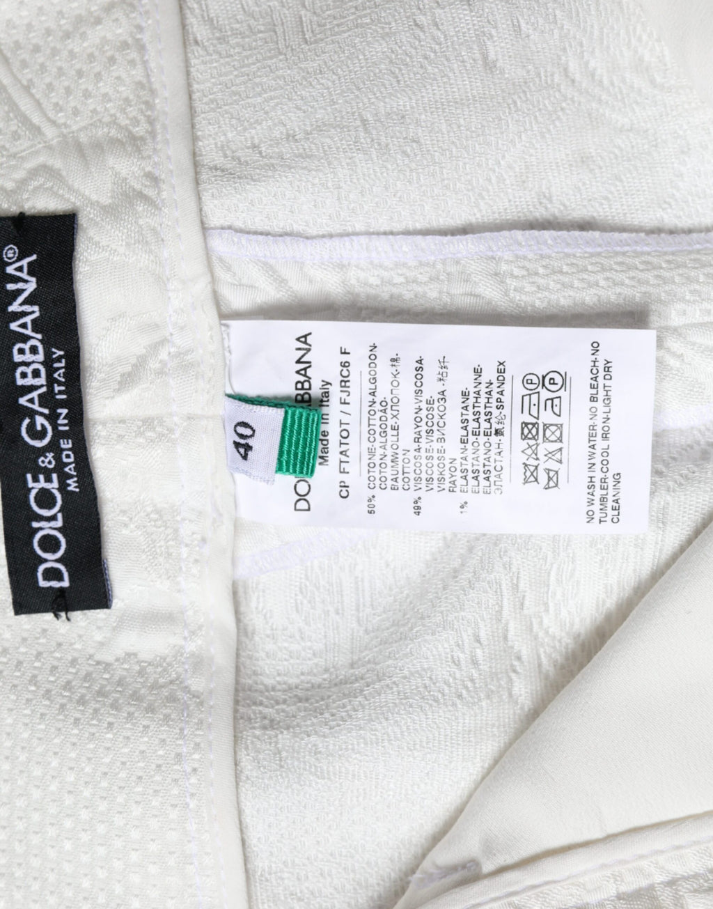 Dolce &amp; Gabbana White Floral Brocade Cotton Cropped Pants