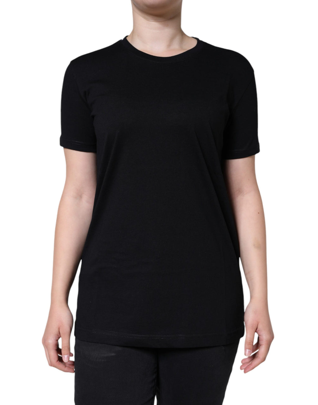 Dolce &amp; Gabbana Black Cotton Crew Neck Short Sleeve T-shirt