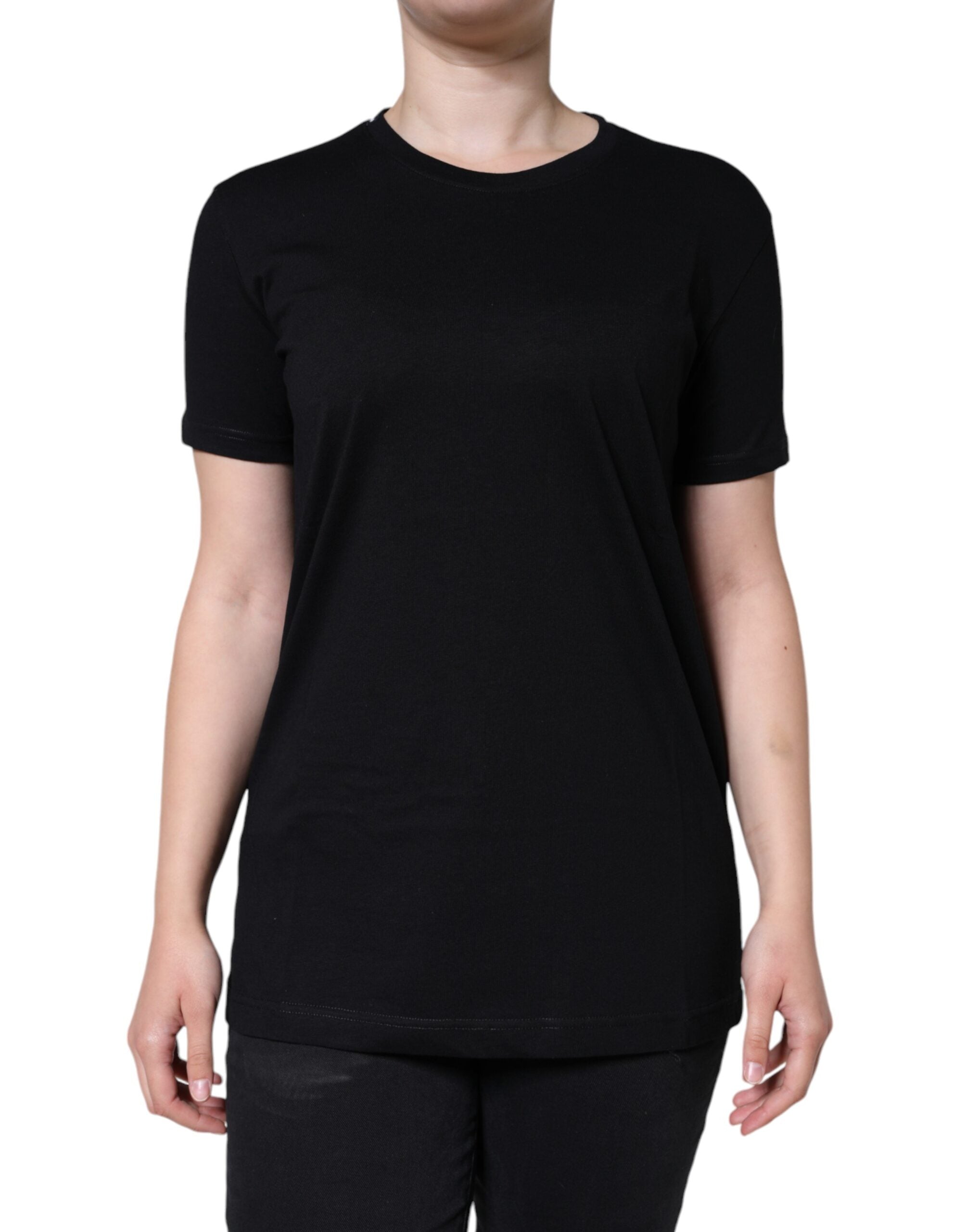 Dolce &amp; Gabbana Black Cotton Crew Neck Short Sleeve T-shirt