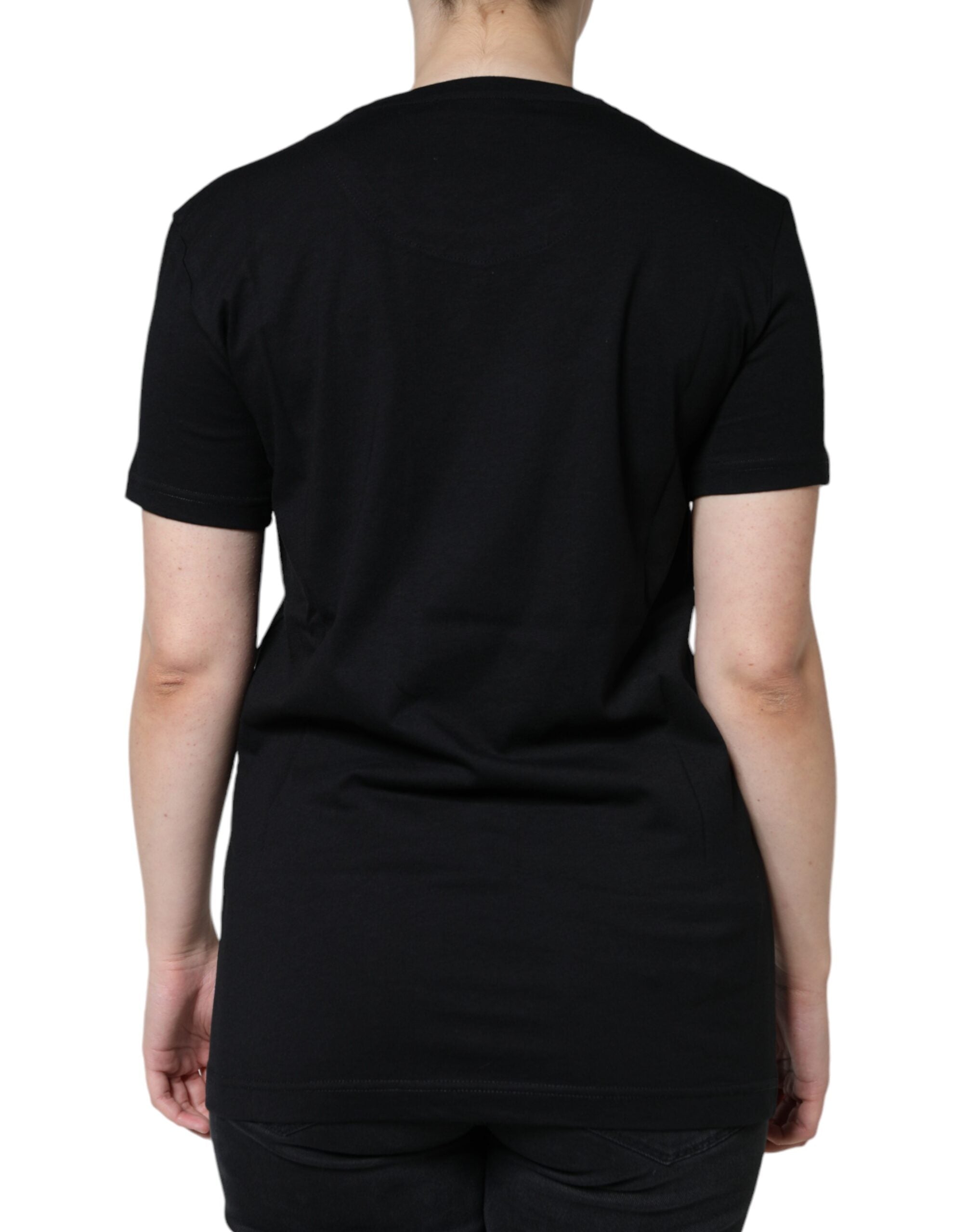 Dolce &amp; Gabbana Black Cotton Crew Neck Short Sleeve T-shirt