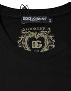 Dolce &amp; Gabbana Black Cotton Crew Neck Short Sleeve T-shirt