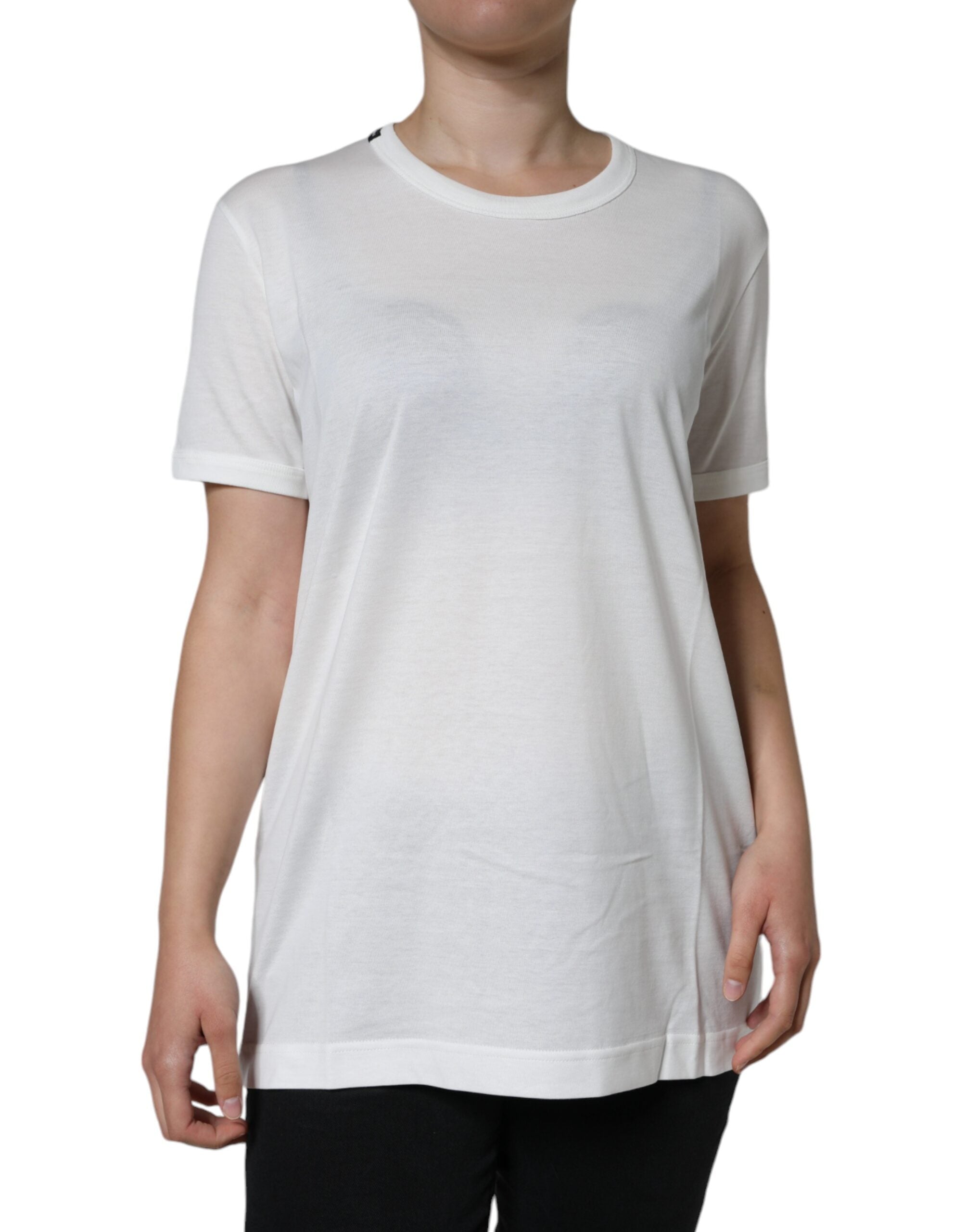 Dolce &amp; Gabbana White Cotton Crew Neck Short Sleeve T-shirt