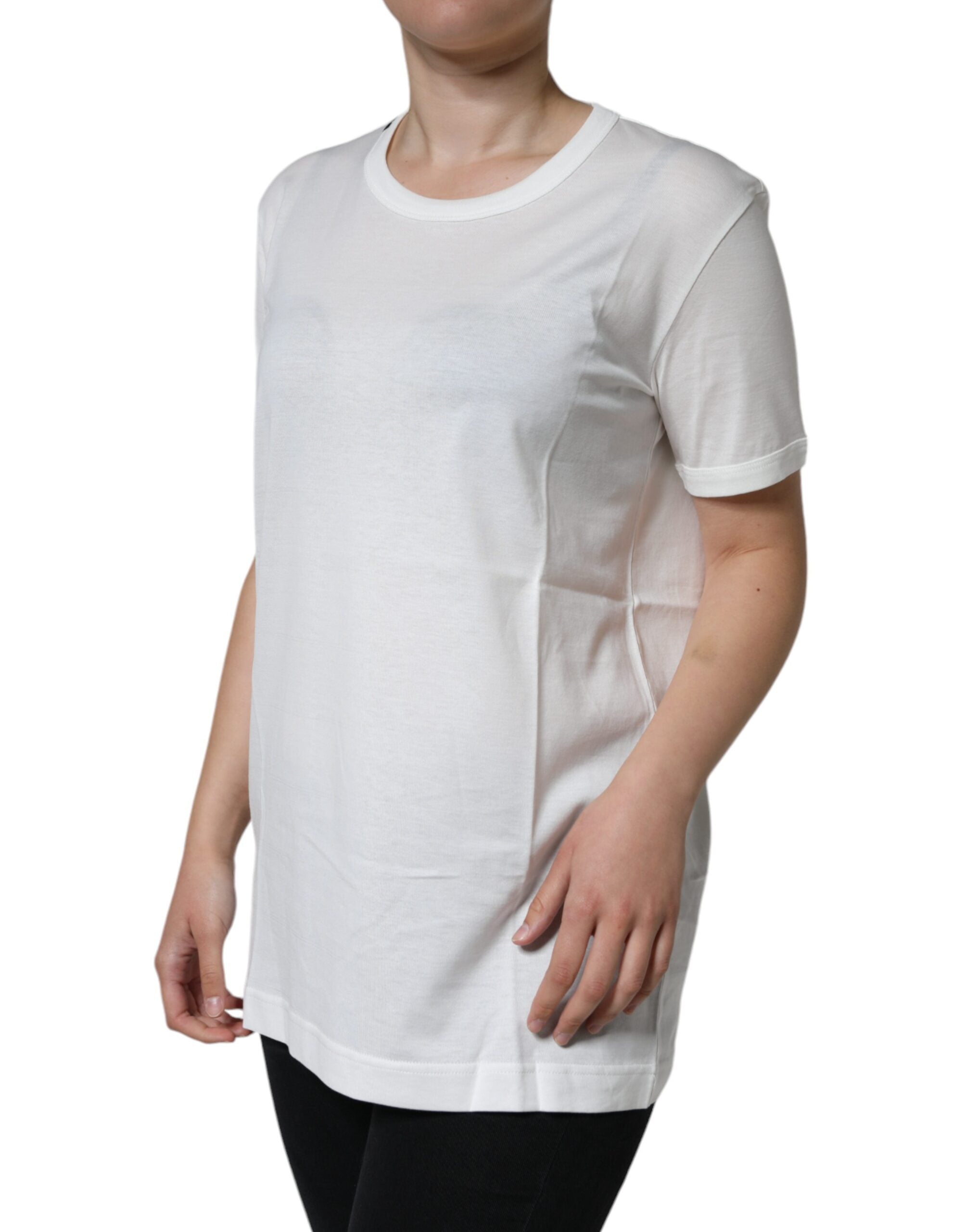Dolce &amp; Gabbana White Cotton Crew Neck Short Sleeve T-shirt