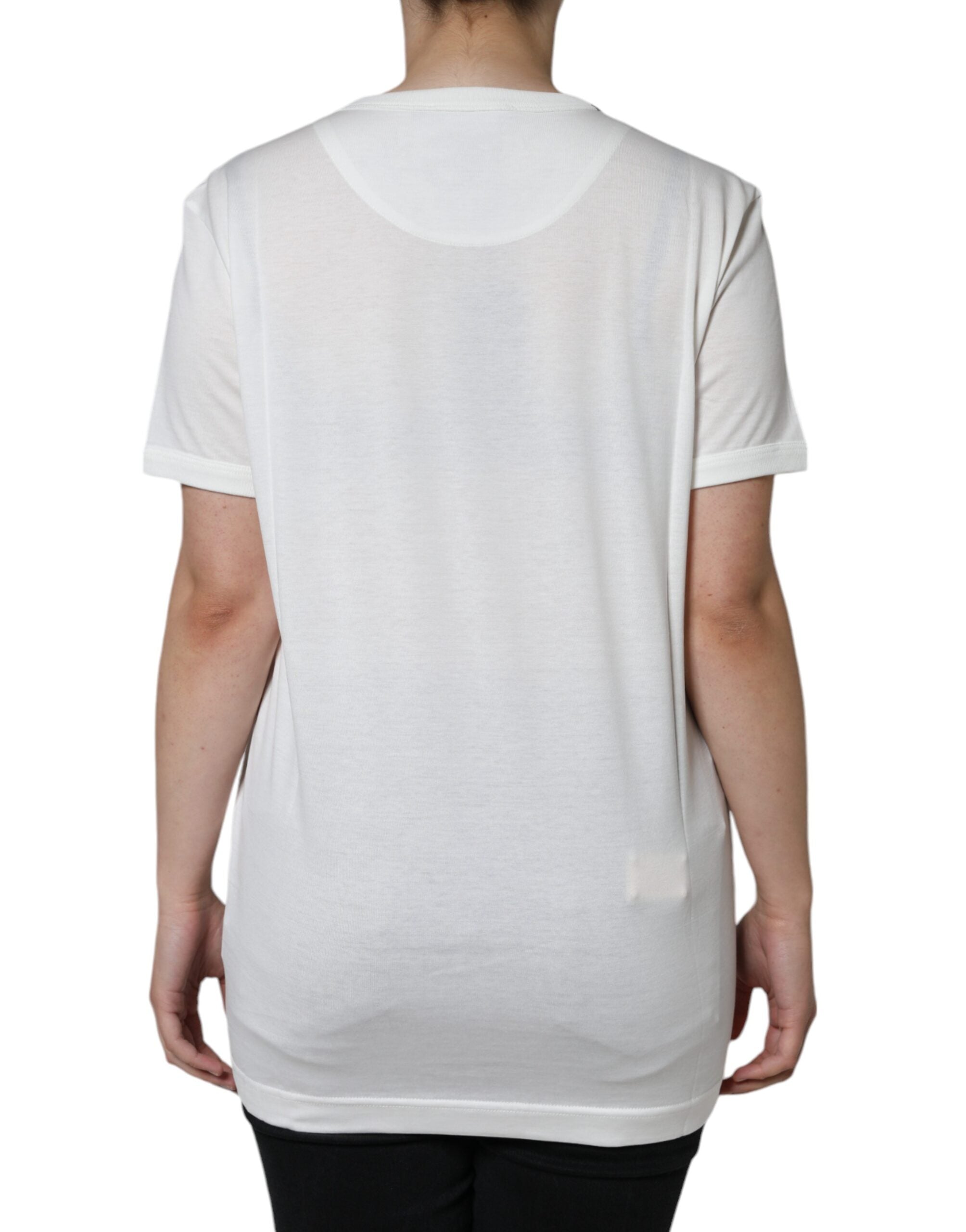 Dolce &amp; Gabbana White Cotton Crew Neck Short Sleeve T-shirt