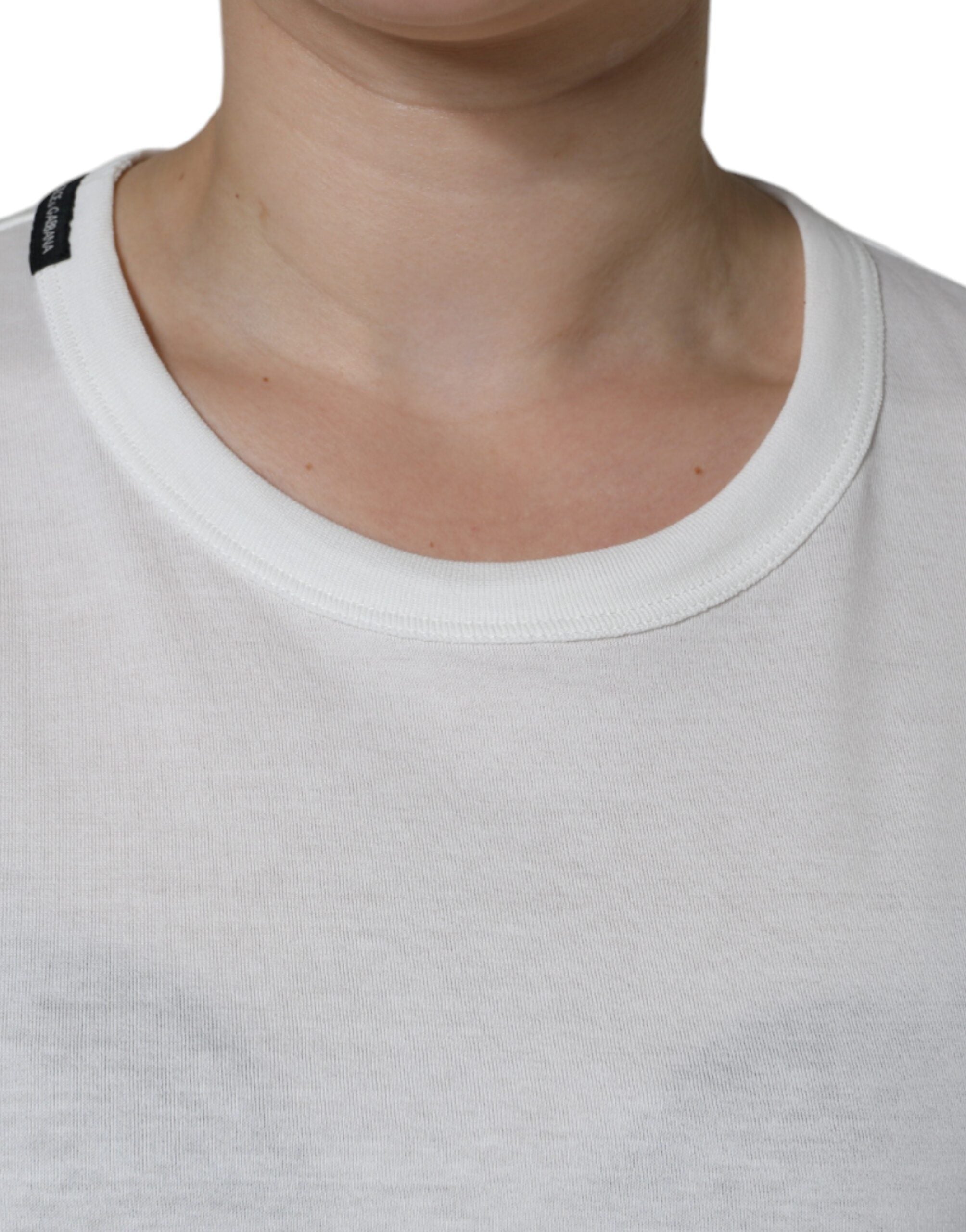 Dolce &amp; Gabbana White Cotton Crew Neck Short Sleeve T-shirt