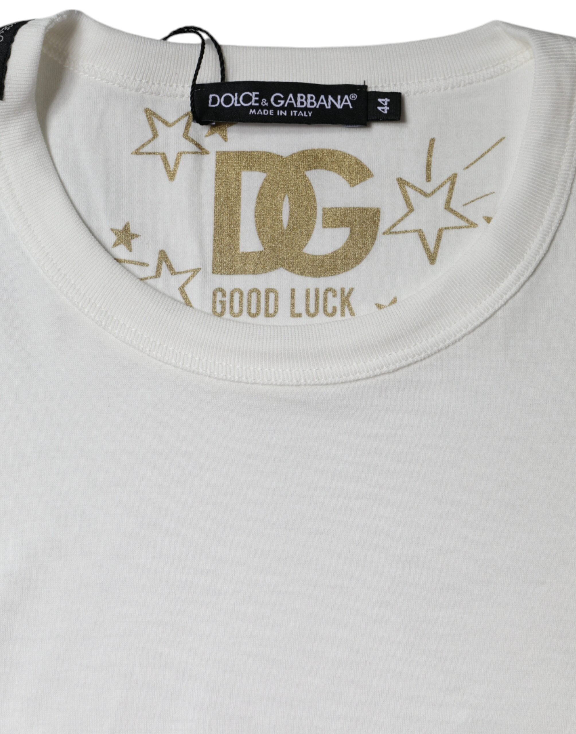 Dolce &amp; Gabbana White Cotton Crew Neck Short Sleeve T-shirt