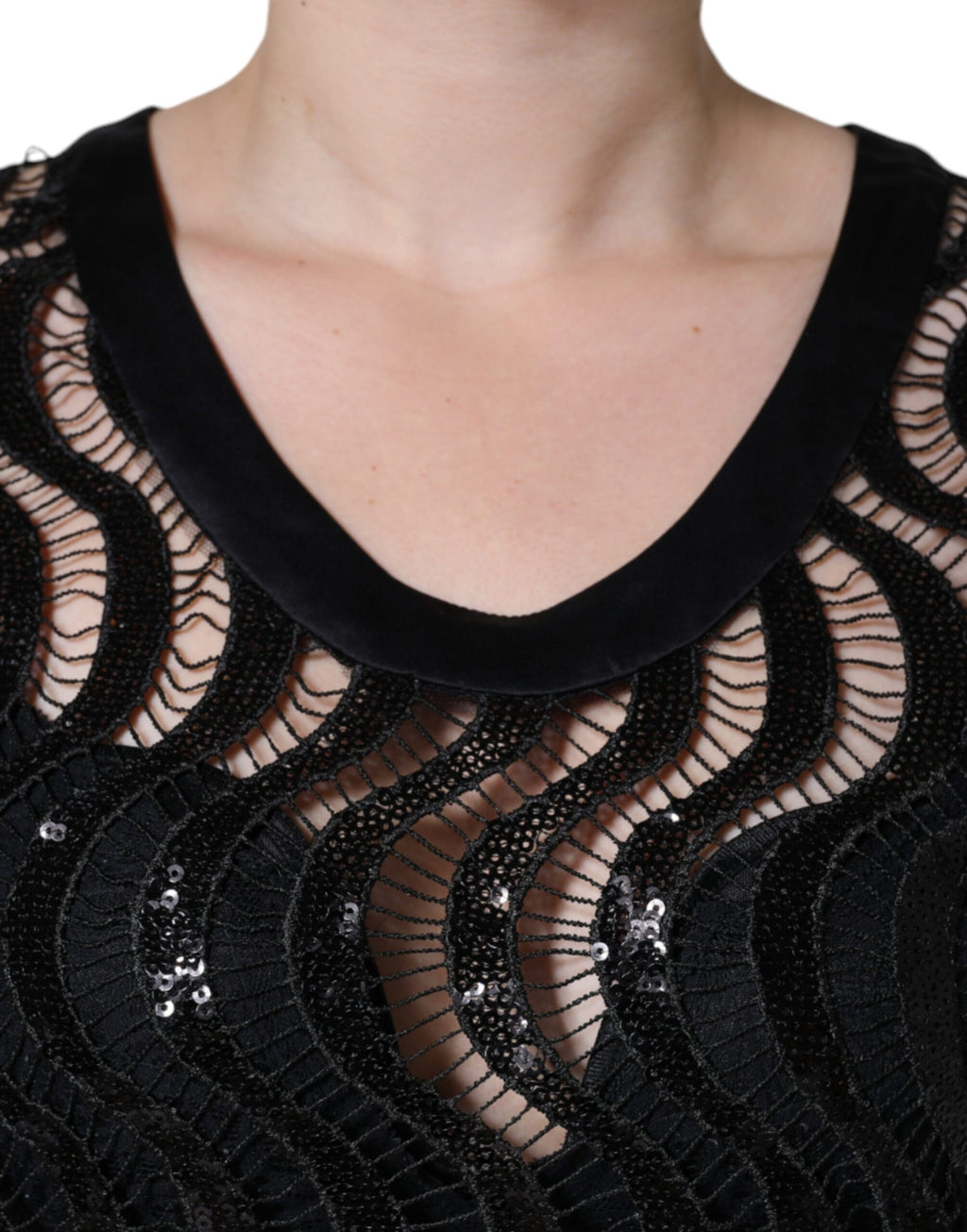 Dolce &amp; Gabbana Black Sequin Sleeveless Tank Blouse Top