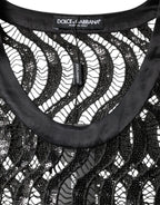 Dolce &amp; Gabbana Black Sequin Sleeveless Tank Blouse Top