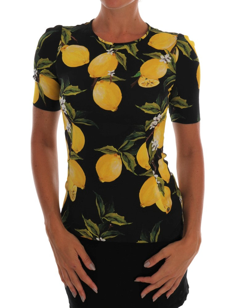 Dolce &amp; Gabbana Multicolor Lemon Silk Stretch T-Shirt