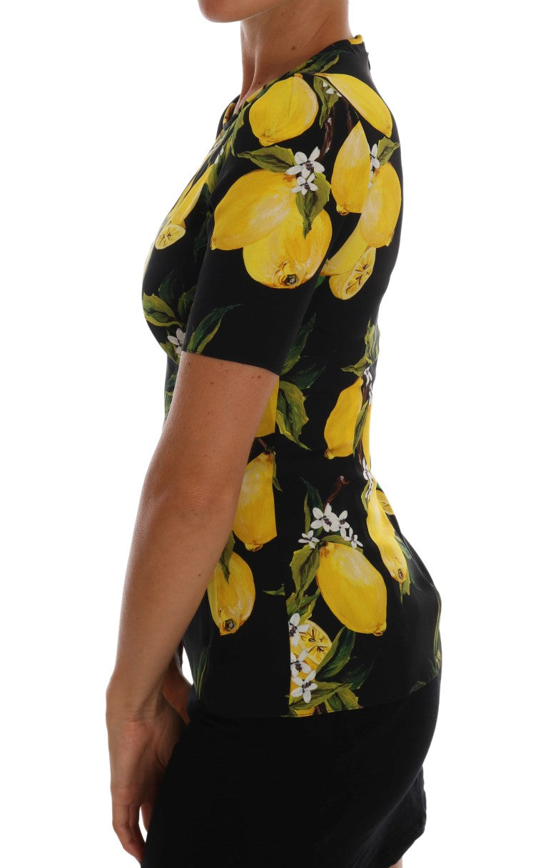 Dolce &amp; Gabbana Multicolor Lemon Silk Stretch T-Shirt