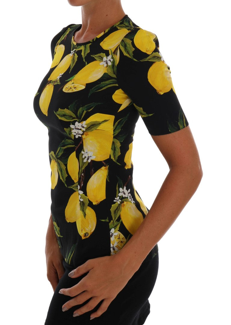 Dolce &amp; Gabbana Multicolor Lemon Silk Stretch T-Shirt