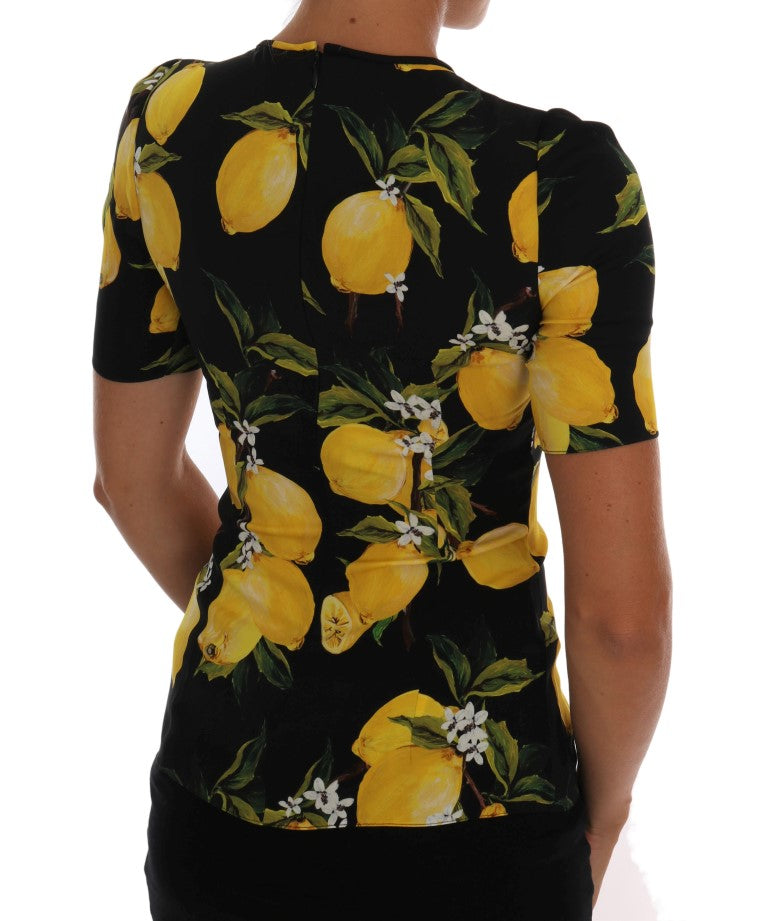Dolce &amp; Gabbana Multicolor Lemon Silk Stretch T-Shirt