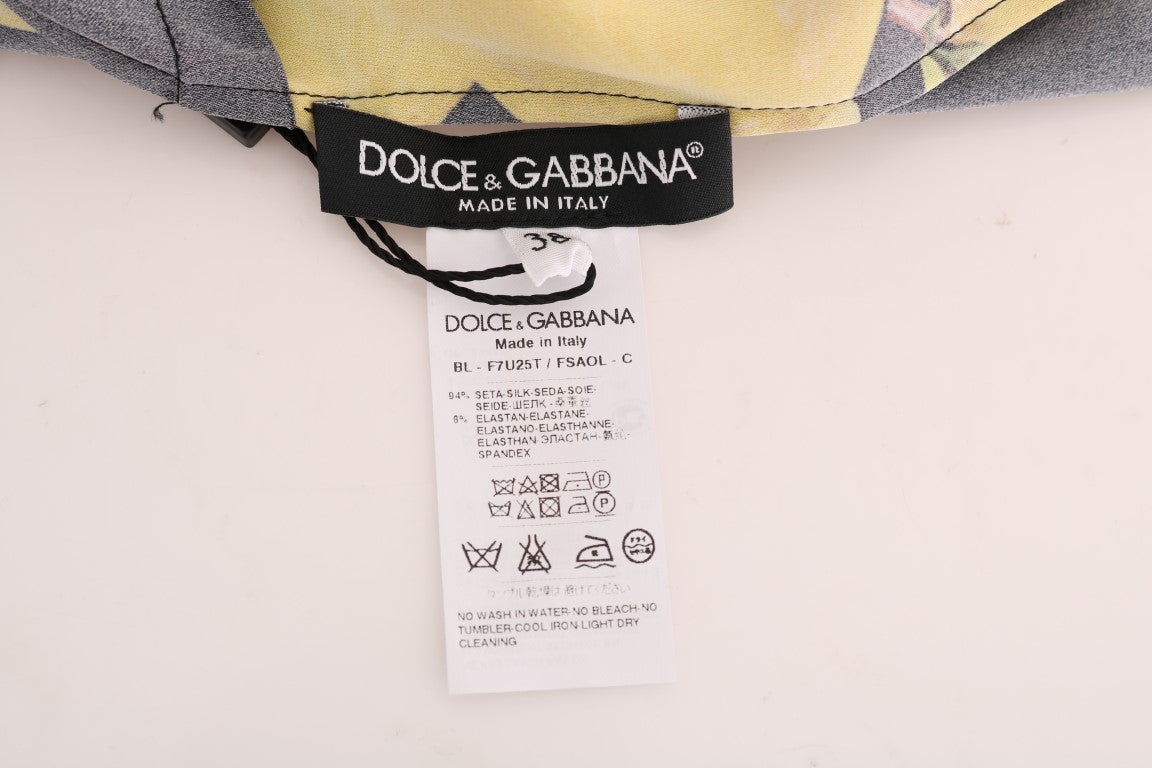 Dolce &amp; Gabbana Multicolor Lemon Silk Stretch T-Shirt